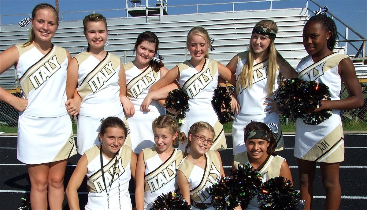 Image: 2010-2011 Italy Junior High Cheerleaders in Hubbard — 2010-2011 Italy Junior High Cheerleaders are Top row: Madison Washington, Amber Hooker, Bailey DeBorde, Hannah Washington, Kelsey Nelson and K’Breona Davis. Bottom row: Sarah Coleman, Brit Chambers, Halee Turner and Ashlyn Jacinto.