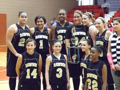 Image: The Dawson Lady Bulldogs — The Dawson Lady Bulldogs win the Consolation Champonship trophy beating the Italy Lady Gladiators 42-35 in the 2008 Kiwanis Classic.
