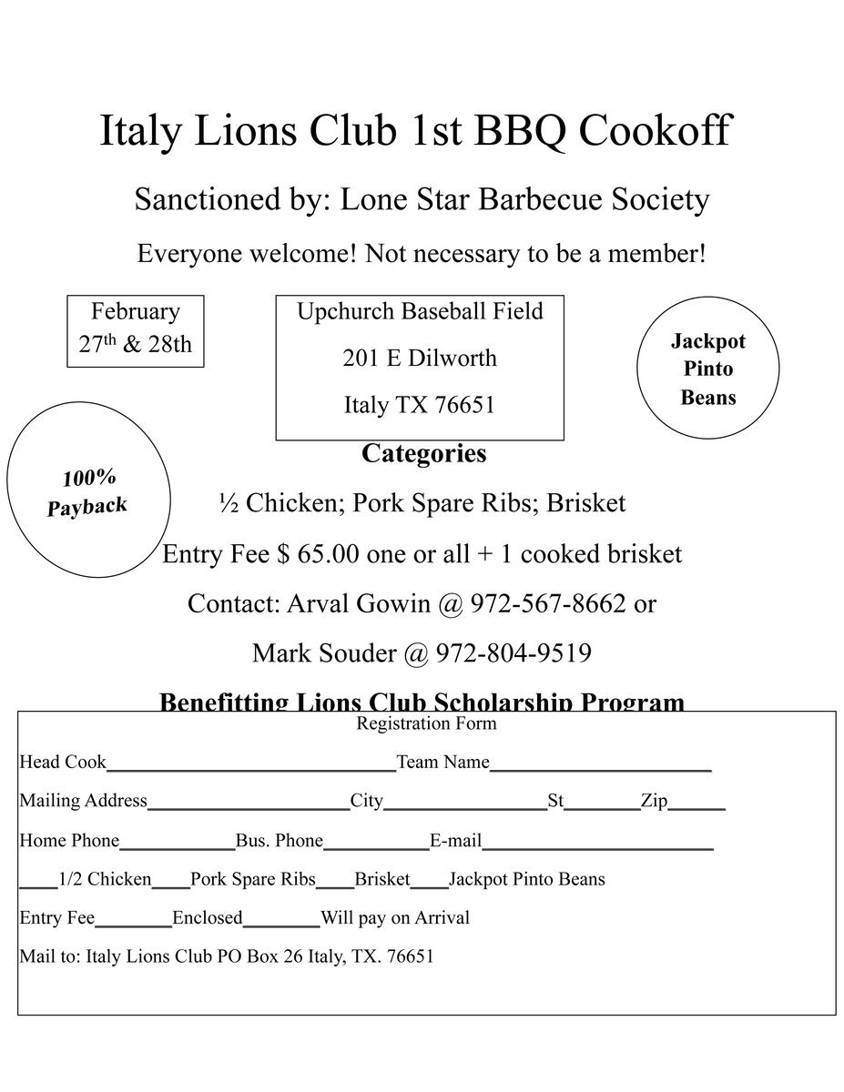 Image: BBQ Cookoff Flyer — Contact the Lions Club so you can “get cooking”!