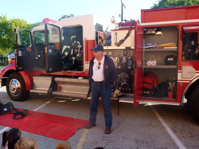 Image: Fire Chief Chambers — Chief Don Chambers was explaining to the students that they need to have a fire escape plan.