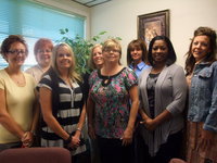 Image: Chili’s Card Winners — Octavia Dorazil,Peri Patterson,Kim Nelson,Rochelle Helner,Paula Mandrell,Teresa Young,Teresa Cockran and Jennifer Aguado did not miss a day from school for six weeks.