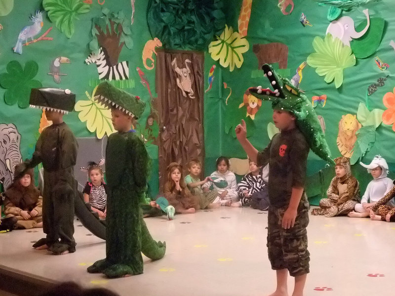 Image: Three Mighty Crocodiles — These students recited, "Crafty Crocodiles.