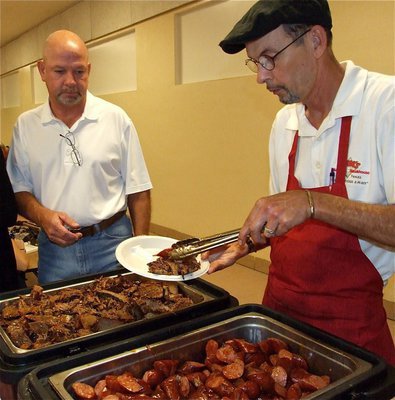 Image: Both, please! — Barbeque or Sausage, or both? Everyone received a handsome size serving with all the fixings.