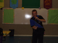 Image: Jeff and his yo-yo — Jeff entertains the students while teaching character building skills.