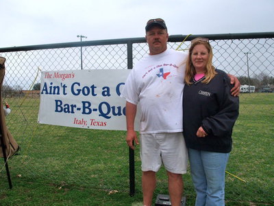 Image: Brian and Carla Morgan — They entered their brisket, pork butt, beans and chicken.