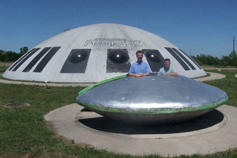 Image: Andrew and Andy — Andrew Voyer (manager) and Andy Gee are getting ready to fly at it again by opening up Starship Pegasus as a flea-market/farmers market.