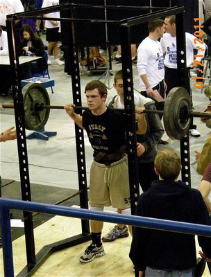 Image: Chase Hamilton — Chase “Herc” Hamilton reached 310 lbs. on squat during the powerlifting meet in Rice.
