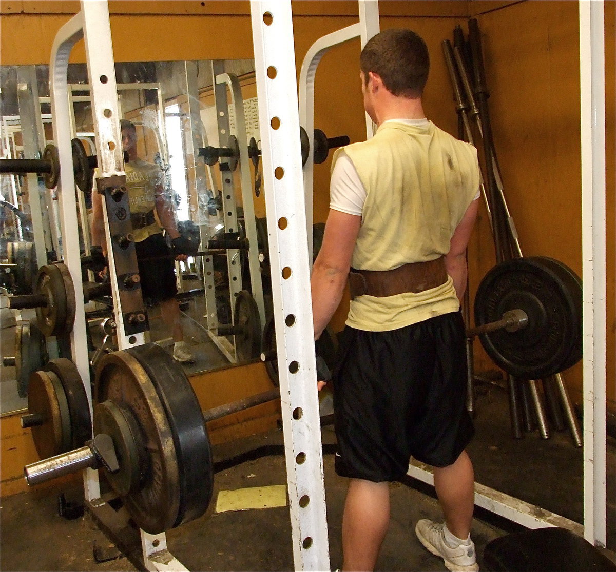 Image: Ethan Simon — Ethan Simon works on his deadlift inside the Jimmy Davis Memorial Field House located on the Italy High School campus.