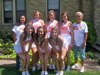 Image: Cheerleaders Going to Florida — Sydney Davis, Heather Boone, Chelsea Nelson, Cindy Cashion (cheerleading coach), Brittany Mageors, Mikalla Wimbish, Ella Presley and Patty Hernandez (assistant cheerleading coach). Sydney Davis said,"  This is a great opportunity for Avalon, we have never been able to do this before and we are excited."