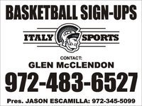 Image: IYAA Basketball Sign-ups — IYAA Basketball sign-ups are currently underway. Forms are available at the Fina Station located in downtown Italy. We encourage everyone to sign-up quickly so uniforms can be ordered. Contact Glen McClendon: 972-483-6527