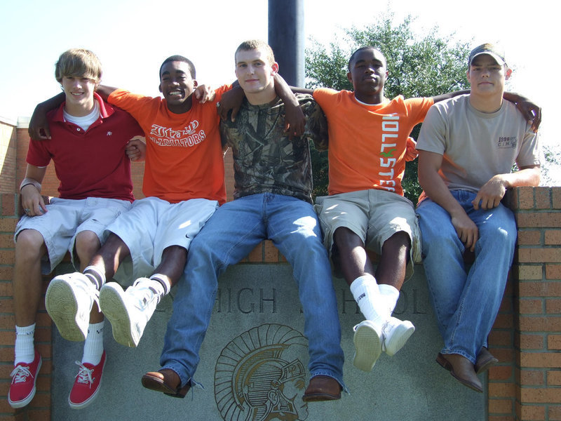 Image: We’re all friends — These senior guys are all King nominees and smiling big. Waiting for their big moment at the pep rally on Friday.