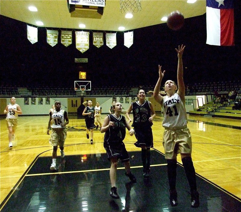 Image: Italy on the move — Jaclynn Lewis(41) finishes the fast break and scores six-points against Rio Vista.