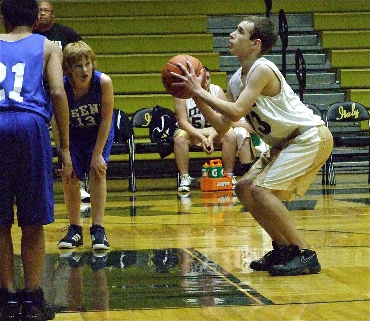 Image: Ryan to shoot — Ryan Connor(13) is about to shoot a free-throw during the game against Keene.