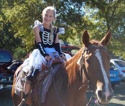 Image: Madison Hejny of Ennis — Madison Hejny of Ennis was wearing “pretty bones” aboard her horse Tweetie Bird.