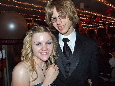 Image: A happy couple — Dillon Wright and Heather Hilliard are having a blast at the prom.