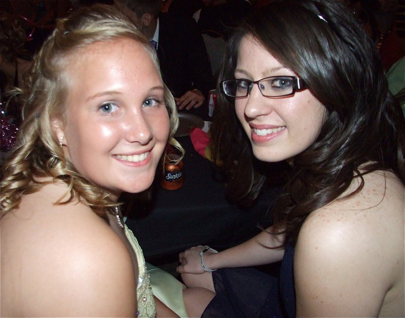 Image: Drenda &amp; Danyelle — Drenda Burk and Danyelle Baugher mingle on prom night.