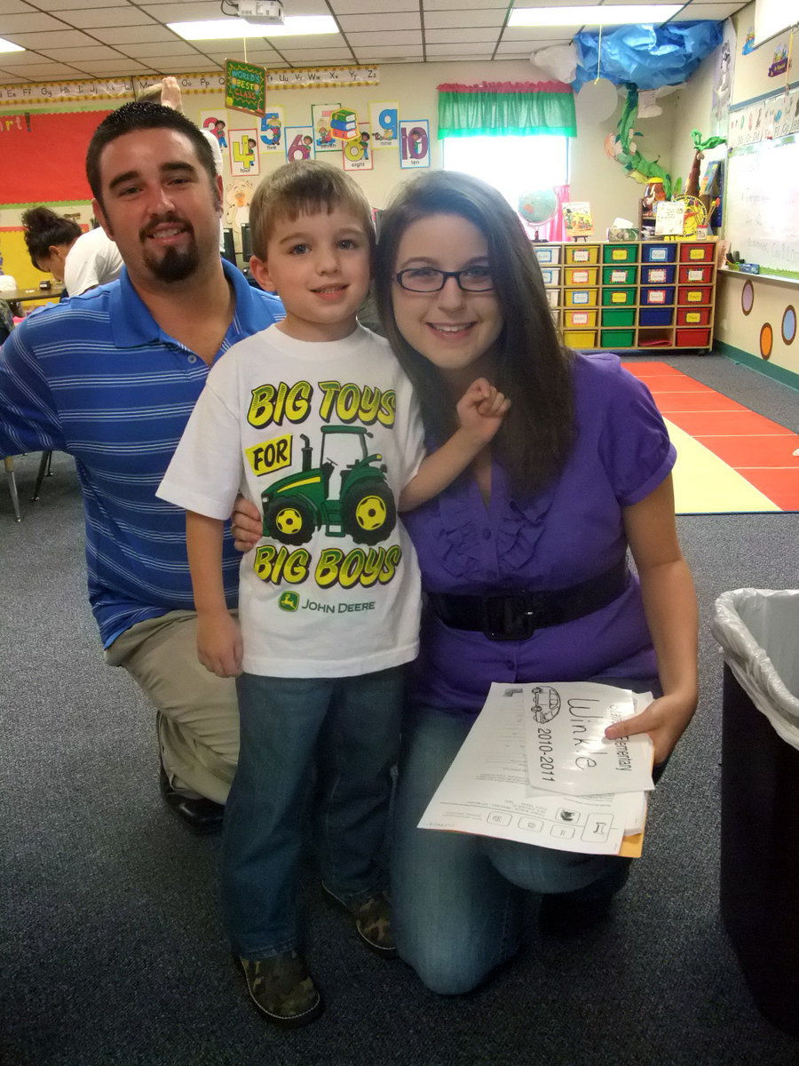 Image: Barry, Barret and Erica Winkle — Barret is in kindergarten this year and says, “I am excited to go to school and I can’t wait to play!”