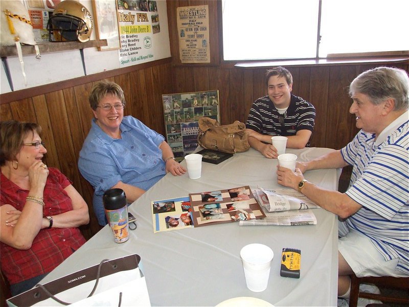 Image: Worth the drive — Relatives of Ervin traveled in from Waxahachie, Dallas, Waco and Houston to celebrate with Ervin. Left to right: Susan Swank, Sugar Glick, Jay Swank and Bob Glick.