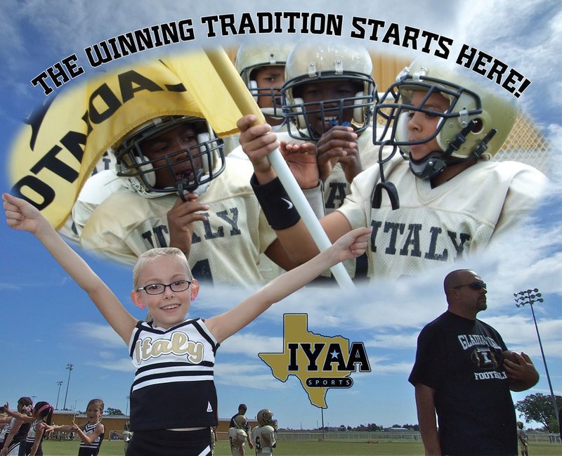 Image: IYAA Sports, the photo headline says it all! — Saturday highlighted the talents of the IYAA’s A,B,C football teams and the, always entertaining, IYAA cheerleaders. Footballs fly thru the air on the field while candy and plastic footballs are tossed into the stands from cheerleaders to fans.