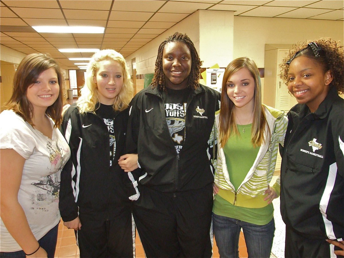 Image: Lady Gladiators Volleyball members receive All-District recognition — The 2009 Lady Gladiators Volleyball All-District honorees are: 
    Left to right: Cori Jeffords, Megan Richards, Jimesha Reed, Drew Windham and Jaleecia Fleming.