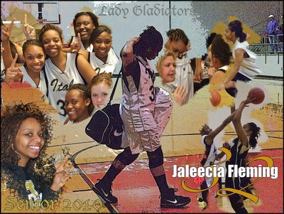 Image: Follow me — As Senior Jaleecia Fleming(32) walked off the court in Hamilton carrying her bag, she also carried with her a lifetime of memories. Thank you, Jaleecia, for forging a championship path for future Lady Gladiators to follow.
