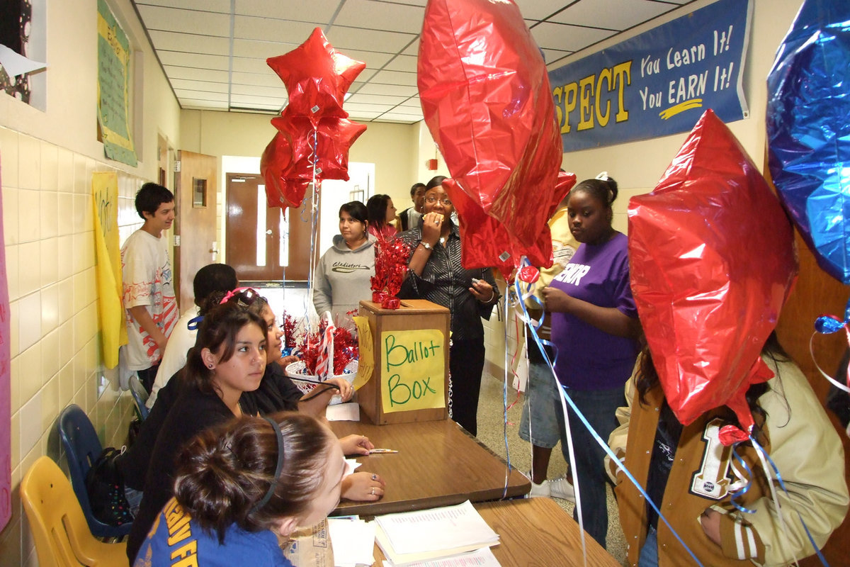 Image: Voters waiting patiently — The students at IHS waiting patiently to cast their vote for their favorite candidate in the mock election held on Tuesday.