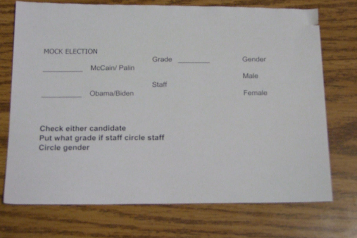 Image: The ballot — The ballot only contained the names of Presidential candidates.