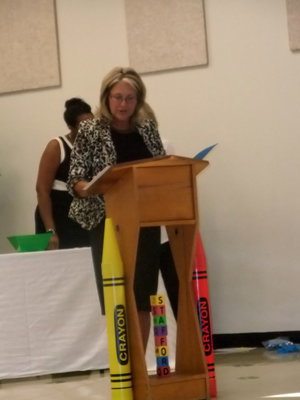 Image: Tammy Wallis — Principal Wallis is kept busy with all the awards she had to hand out.
