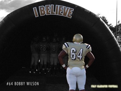 Image: Bobby Believes — Senior lineman Bobby Wilson(64) helped the Gladiator defense post two consecutive shutouts including a 63-0 win over the Red Oak Life Mustangs.
