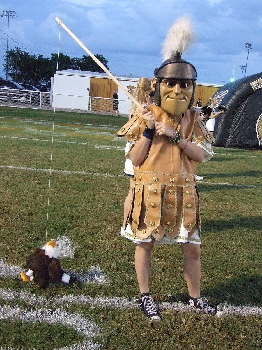 Image: What’s this on the line — There were no Eagles harmed during the filming of this game as the Gladiators pounced the Red Oak Life Mustangs 63-0.