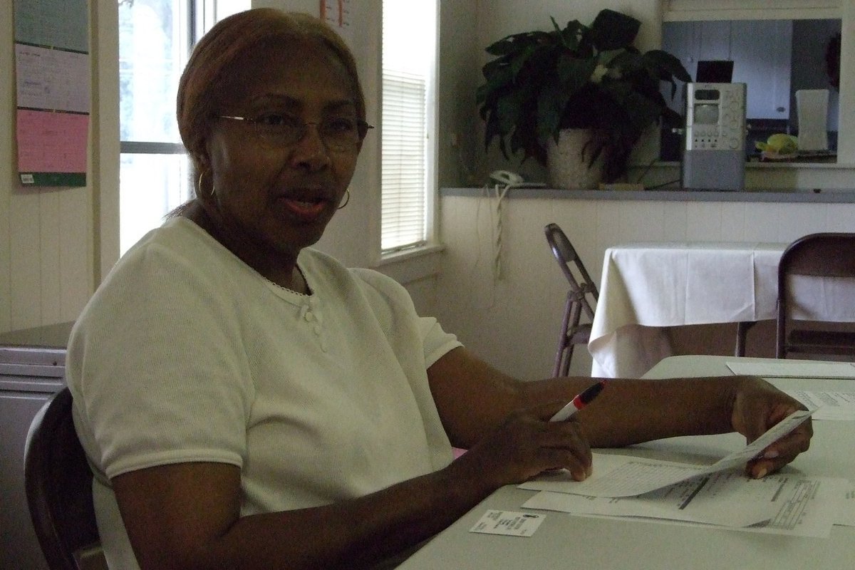 Image: Italy MInisterial Alliance volunteer — Ruth Tarrant, volunteer, is from Union Missionary Baptist Church and enjoys meeting the different families at the Food Pantry.  She looks forward to working with them every Wednesday.