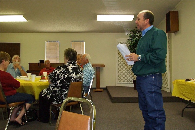 Image: Commissioner of Precinct 3, Heath Sims, attends Luncheon — Ellis County Commissioner of Precinct 3, Heath Sims, talks with members of the community and explains the role of the Commissioners Court and future goals for Precinct 3 in particular.
