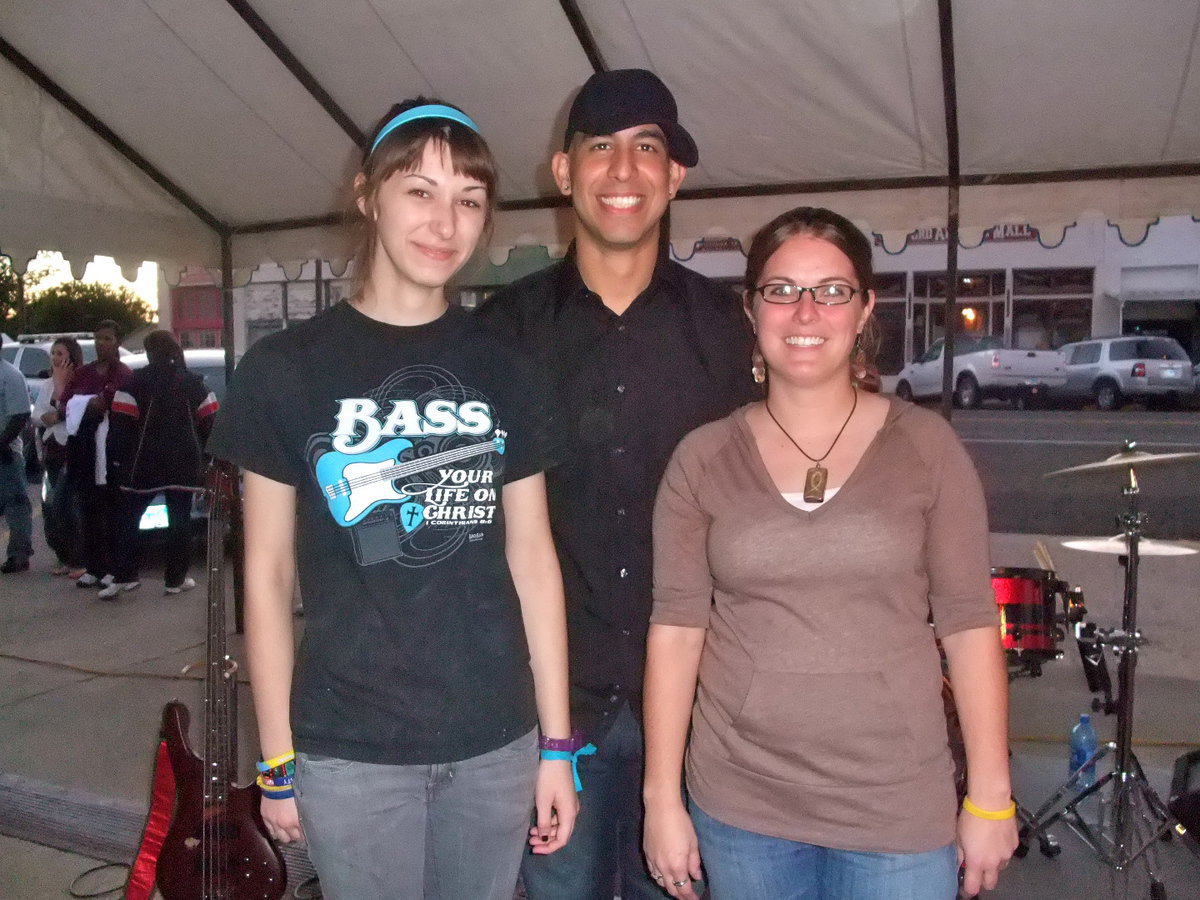 Image: Rebekah, Mikael and April — Rebekah Jackson, Mikael Aguilar and April Bradley make up the Standing Stones Praise Band.