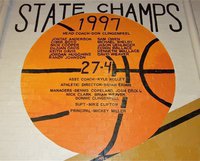 Image: Stacy McDonald repaints 1997 State Champs basketball mural — The 1997 State Champs basketball homage originally painted by Stevan McKey to honor the Class 2A Italy Boys Basketball Champions was recently retouched by current Lady Gladiator head basketball coach Stacy McDonald.