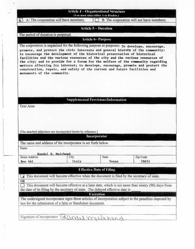 Image: Commission application page 2 — Second page of the historical commission application.