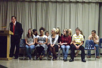 Image: NJHS induction ceremony — Principal Scott Herald welcomes parents and friends to the ceremony.