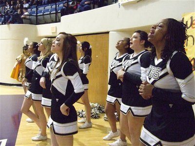 Image: Defense! — IHS Cheerleaders kept the decibel count up during the game.