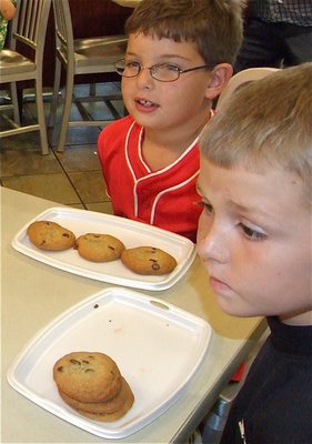 Image: Gage &amp; Bryce — Gage Wafer and Bryce DeBorde are ready to tackle the cookie eating contest.
