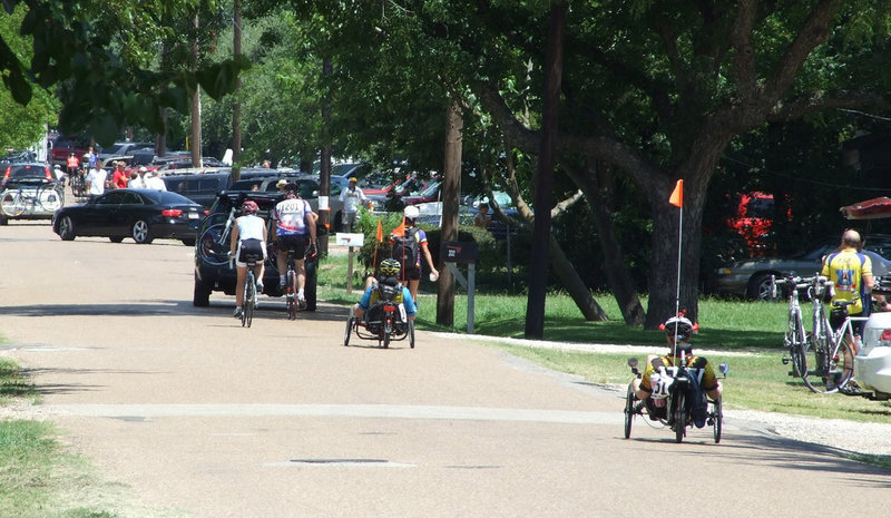 Image: The finish line — It was a wonderful morning but it’s hot and we are ready for a free snow cone.