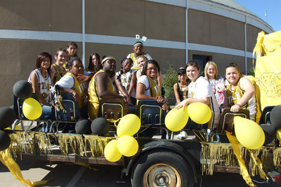 Image: Lady Gladiator basketball — Coach Stacy McDonald and the Lady Gladiators created a float for the parade. “Lady Gladiator Hoops – Time To Ignite”.