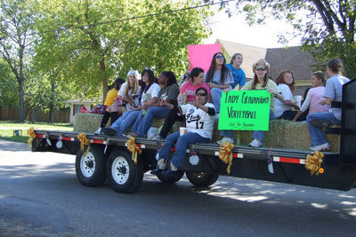 Image: Lady Gladiator volleyball — The Lady Gladiator volleyball team participated in the parade.
