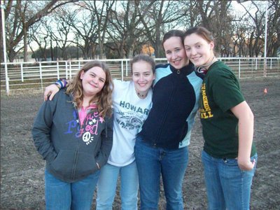 Image: Barn Buddies — In addition to high school friends, Lisa (second from right) has made great “barn buddies” from around the area who take lessons at the Flying Dollar Ranch.
