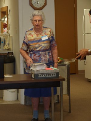 Image: Margaret Horton — Life long citizen, Margaret Horton, tells club members about what a thriving town Milford was when she was growing up.