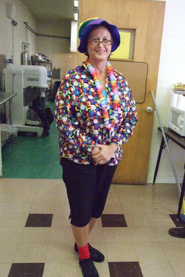 Image: Gwen Harris — Mrs. Harris is having fun with Color Day too.