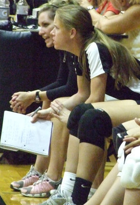 Image: Careful coaching — New head coach Heather Richters and assistant coach Jennifer Reeves watch as the Lady Gladiators head for victory.