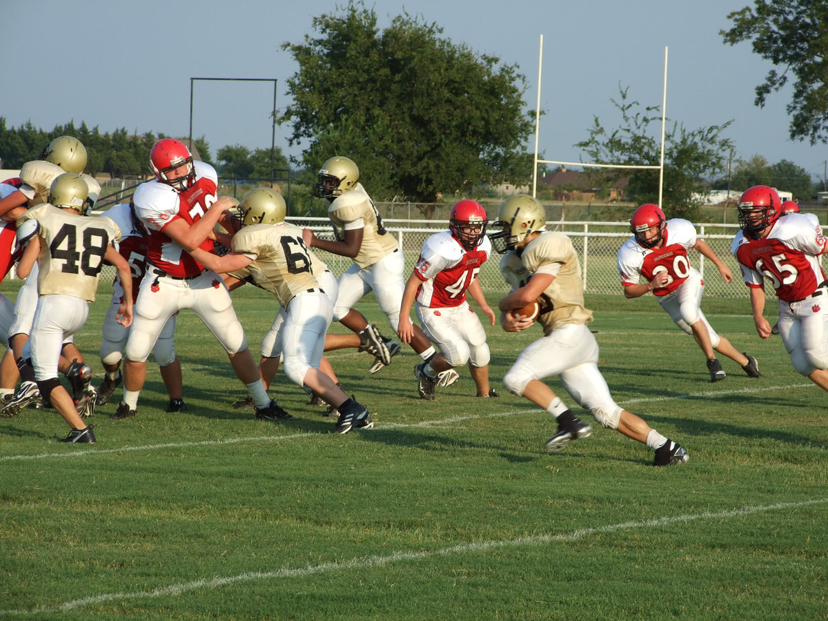 Image: Push ‘em back! — Chase Hamilton heads for the endzone….again. Italy’s offensive line controlled the panthers throughout the game allowing the backfield to rack up the yards and the points