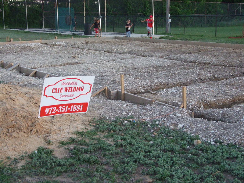 Image: New building in our future — The Italy Park Board is giving Upchurch Ballpark a facelift.  A new building 30′ × 50′ will be erected in a week.