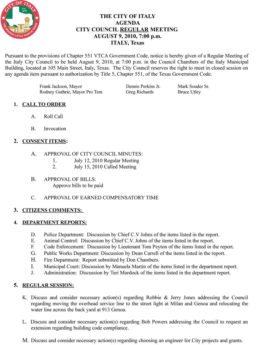 Image: Agenda page 1