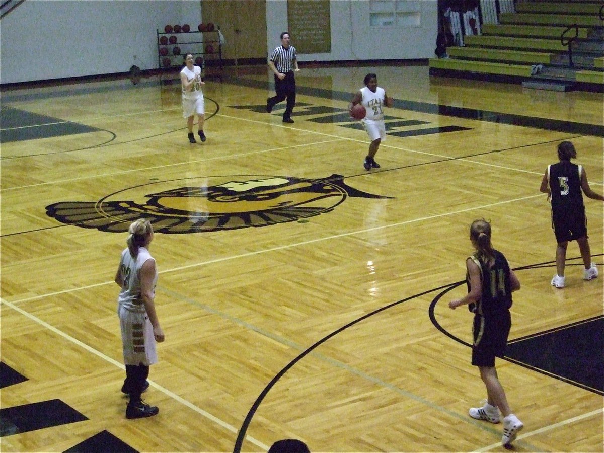 Image: Upper deck view — Here comes the Italy JV Lady Gladiators offensive attack as seen from the second level inside the Italy Dome.