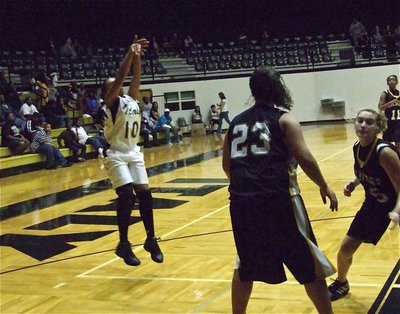 Image: Kyonne’s jumper — Kyonne Birdsong(10) takes a jump shot against the Tigers.